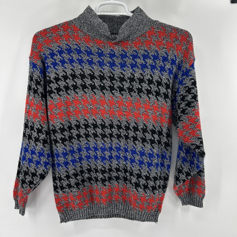 Vintage Northpoint Sweater Women's Medium M Herringbone Multi Color Acrylic USA